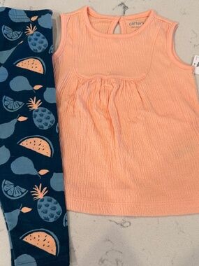 Carter’s Baby Girl Peach Textured Tunic & Tropical Fruit Leggings 18M